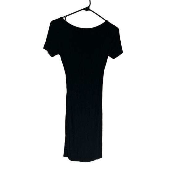 Popular 21 Ribbed Black Dress Short Sleeve Stretch Dress Size M - Picture 3 of 4